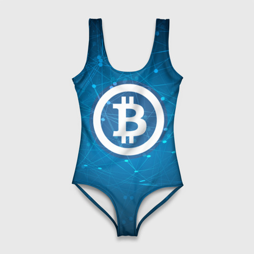 Женский купальник 3D Bitcoin Blue - Биткоин, цвет 3D печать