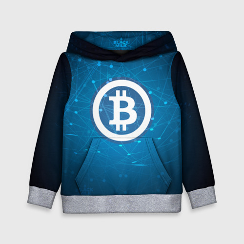 Детская толстовка 3D Bitcoin Blue - Биткоин, цвет меланж