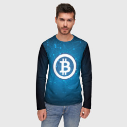 Мужской лонгслив 3D Bitcoin Blue - Биткоин - фото 2