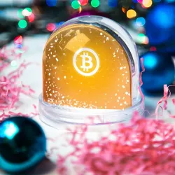 Игрушка Снежный шар Bitcoin - Биткоин - фото 2