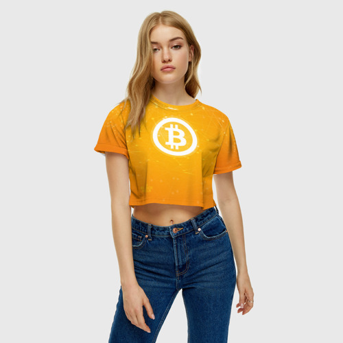 Женская футболка Crop-top 3D Bitcoin - Биткоин, цвет 3D печать - фото 4