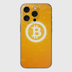 Чехол для iPhone 15 Pro Max силиконовый с защитой камеры Bitcoin - Биткоин