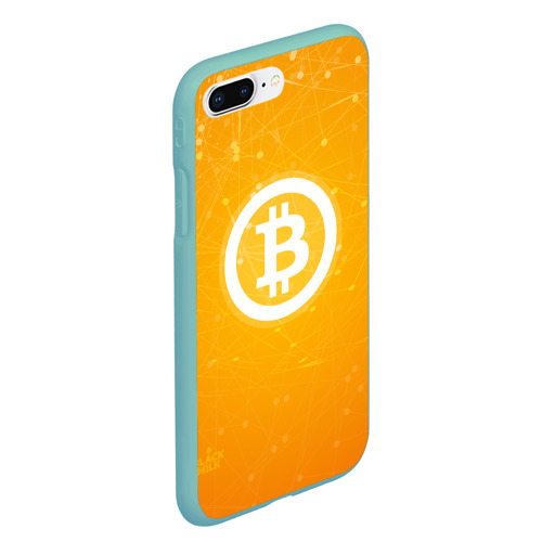 Чехол для iPhone 7Plus/8 Plus матовый Bitcoin - Биткоин, цвет мятный - фото 3