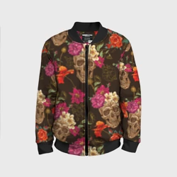 Детский бомбер 3D Черепа c цветами