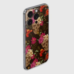 Чехол для iPhone 16 Pro Max силиконовый с защитой камеры Черепа c цветами - фото 2