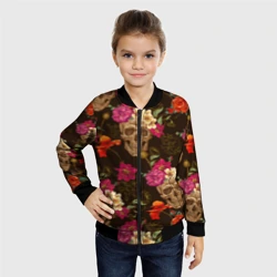 Детский бомбер 3D Черепа c цветами - фото 2