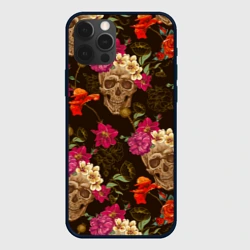 Чехол для iPhone 12 Pro Черепа c цветами
