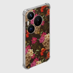 Чехол для Huawei Pura 70 Черепа c цветами - фото 2