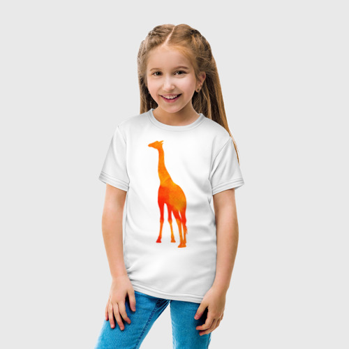 Детская футболка хлопок жираф, цвет белый - фото 5