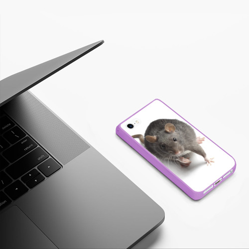 Чехол для iPhone 5/5S матовый Крыса, цвет сиреневый - фото 5