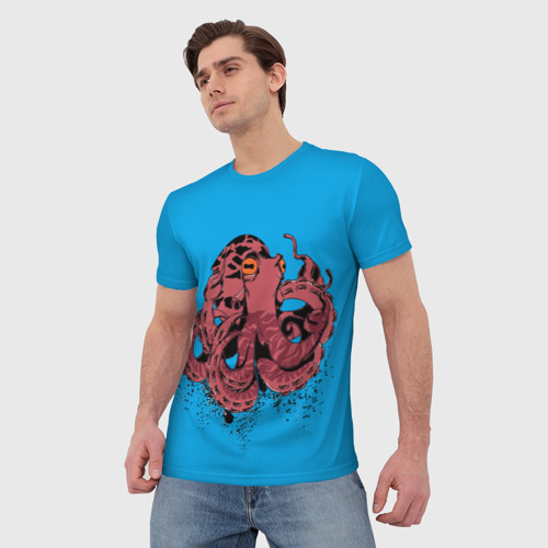 Мужская футболка 3D Осьминог, цвет 3D печать - фото 3