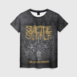 Женская футболка 3D Suicide Silence - bone eye black crown