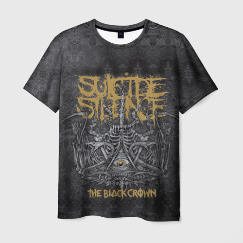 Мужская футболка 3D Suicide Silence - bone eye black crown, цвет 3D печать