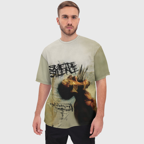 Мужская футболка oversize 3D Suicide Silence - The Cleansing blades from mouth, цвет 3D печать - фото 3