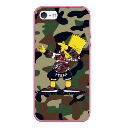 Чехол для iPhone 5/5S матовый Dab Bart Simpson, цвет малиновый