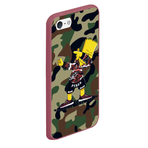 Чехол для iPhone 5/5S матовый Dab Bart Simpson, цвет малиновый - фото 3