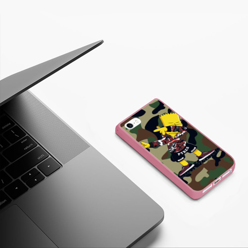 Чехол для iPhone 5/5S матовый Dab Bart Simpson, цвет малиновый - фото 5