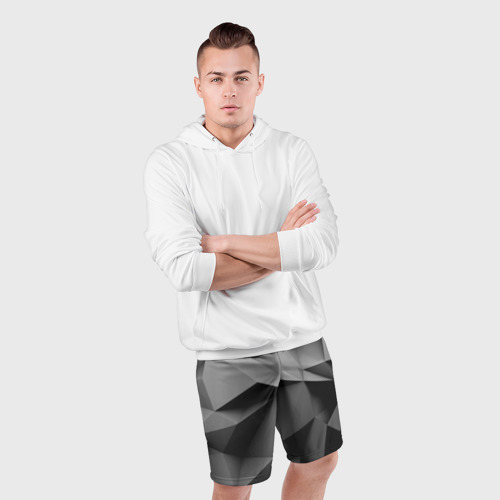 Мужские шорты спортивные Gray abstraction, цвет 3D печать - фото 5