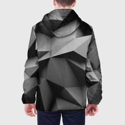 Куртка с принтом Gray abstraction для мужчины, вид на модели сзади №2. Цвет основы: черный
