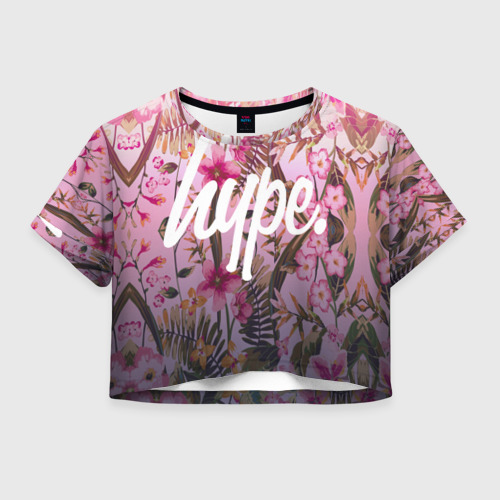 Женская футболка Crop-top 3D Hype Flowers, цвет 3D печать