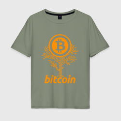 Мужская футболка хлопок Oversize Bitcoin Tree - Дерево Биткоин
