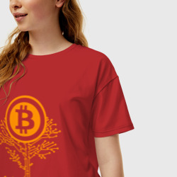 Женская футболка хлопок Oversize Bitcoin Tree - Дерево Биткоин - фото 2