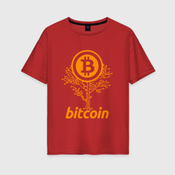 Женская футболка хлопок Oversize Bitcoin Tree - Дерево Биткоин