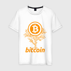 Мужская футболка хлопок Bitcoin Tree - Дерево Биткоин