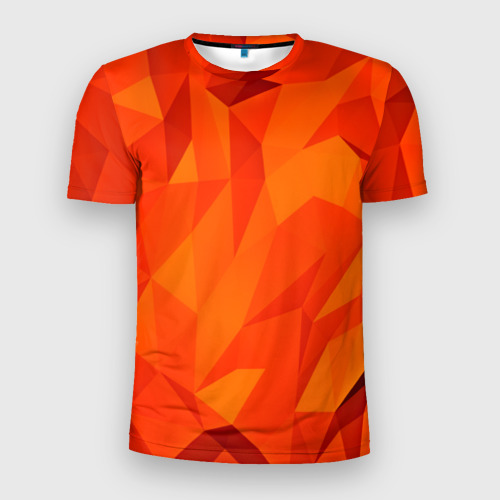 Мужская футболка 3D Slim с принтом Orange geometry, вид спереди #2