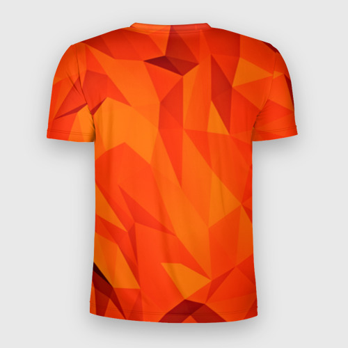 Мужская футболка 3D Slim с принтом Orange geometry, вид сзади #1