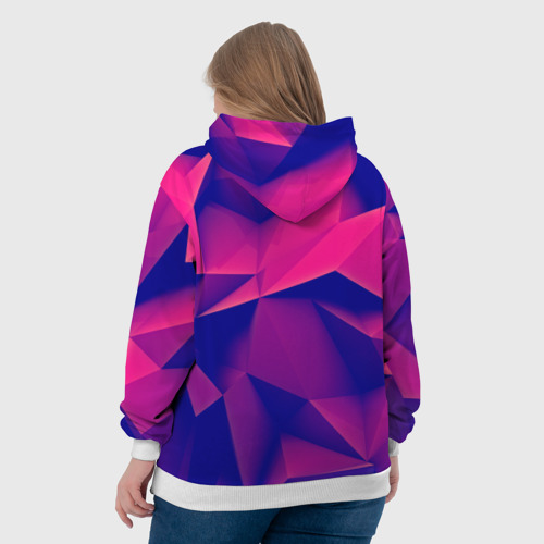 Женская толстовка 3D Violet polygon, цвет 3D печать - фото 7