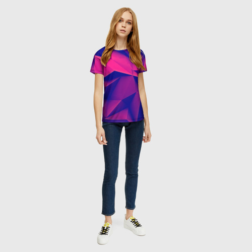Женская футболка 3D Violet polygon, цвет 3D печать - фото 5