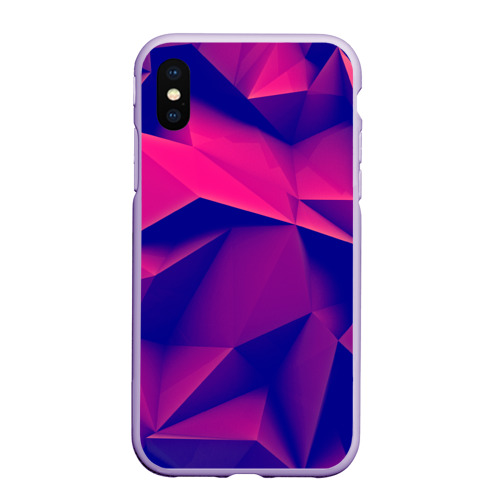 Чехол для iPhone XS Max матовый Violet polygon, цвет светло-сиреневый