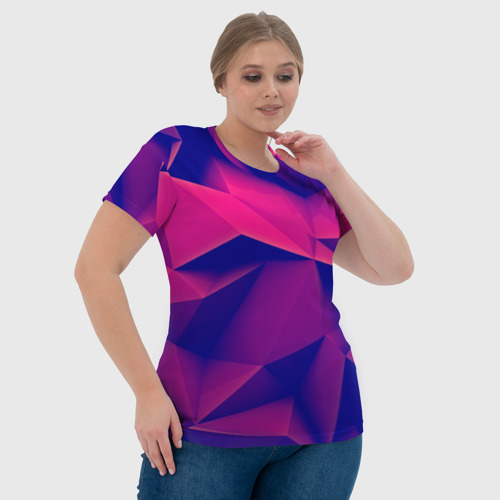 Женская футболка 3D Violet polygon, цвет 3D печать - фото 6