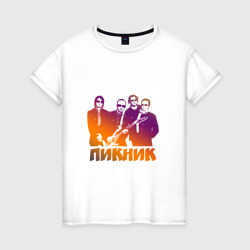 Группа Пикник – Женская футболка хлопок с принтом купить со скидкой в -20%