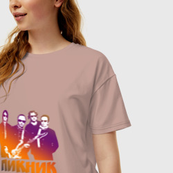 Женская футболка хлопок Oversize Группа Пикник - фото 2