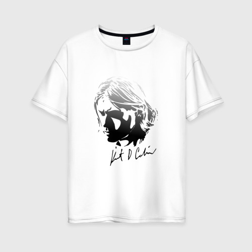 Женская футболка хлопок Oversize Курт Кобейн автограф, цвет белый