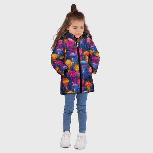 Зимняя куртка для девочек 3D Медузы, цвет черный - фото 5