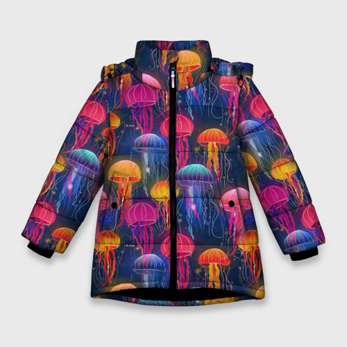 Зимняя куртка для девочек 3D Медузы, цвет черный