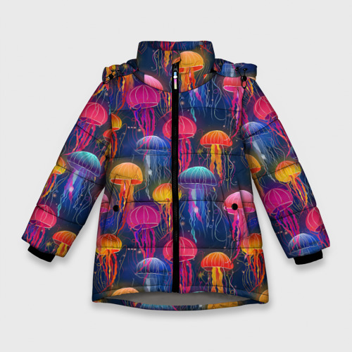 Зимняя куртка для девочек 3D Медузы, цвет светло-серый