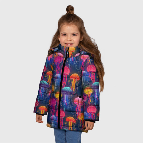 Зимняя куртка для девочек 3D Медузы, цвет светло-серый - фото 3