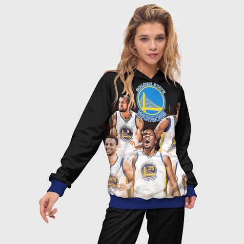 Женский костюм с толстовкой 3D Golden State Warriors 5, цвет синий - фото 3