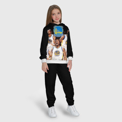 Костюм с принтом Golden State Warriors 5 для ребенка, вид на модели спереди №3. Цвет основы: белый