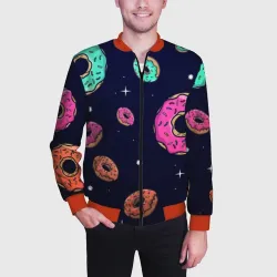 Мужской бомбер 3D Black Milk Космические Пончики - фото 2