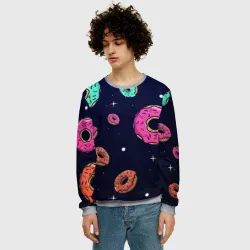 Мужской свитшот 3D Black Milk Космические Пончики - фото 2