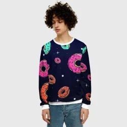 Мужской свитшот 3D Black Milk Космические Пончики - фото 2