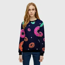 Женский свитшот 3D Black Milk Космические Пончики - фото 2