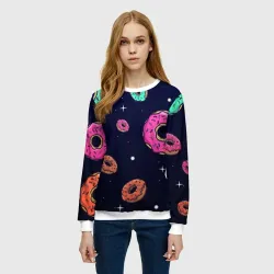 Женский свитшот 3D Black Milk Космические Пончики - фото 2