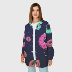 Женская рубашка oversize 3D Black Milk Космические Пончики - фото 2