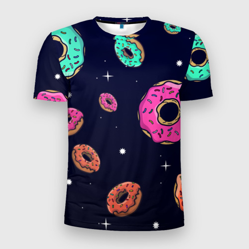 Мужская футболка 3D Slim Black Milk Космические Пончики
